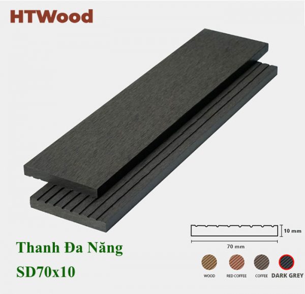 Thanh đa năng gỗ nhựa SD70x10 dark grey hình 2