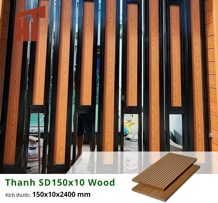 mẫu cổng gỗ nhựa ngoài trời SD150x10